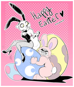 The Easter Bunnies (fouroclocksart)