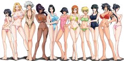 Bleach Girls Line-up Wallpaper - school uniform, stockings, swimsuits, yukata