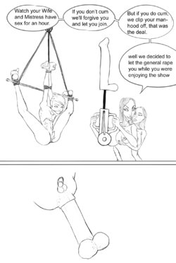 Mistress cutting slaves dick off!